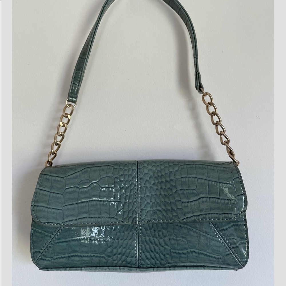 Liz Claiborne turquoise croc bag purse blue green